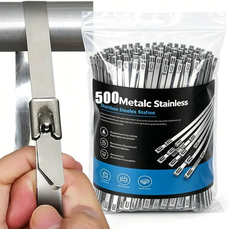 Heavy Duty Stainless Steel Zip Ties – Self-Locking Cable Straps Metal Cable Ties Babs