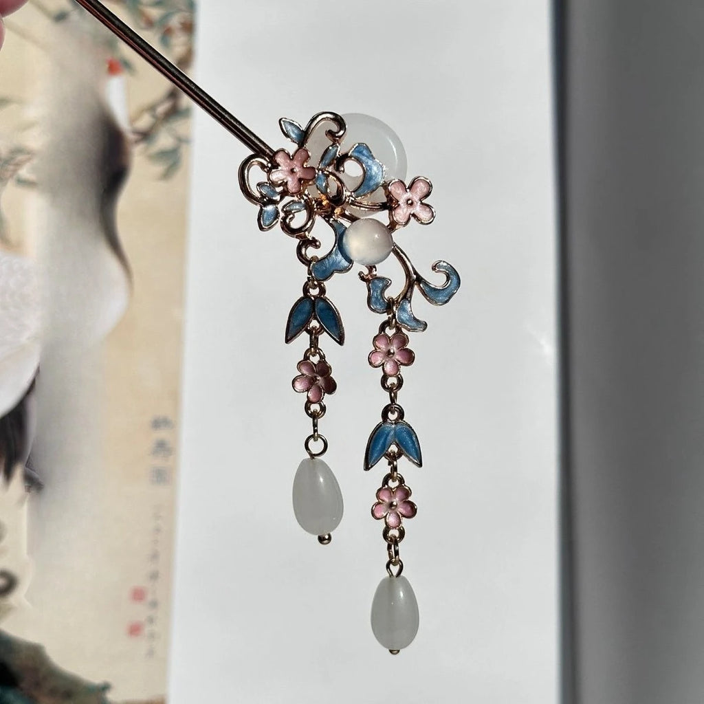 Chinese Style Blue Tassel Hairpin | Traditional Hair Stick Hair Stick Hairpin Babs A