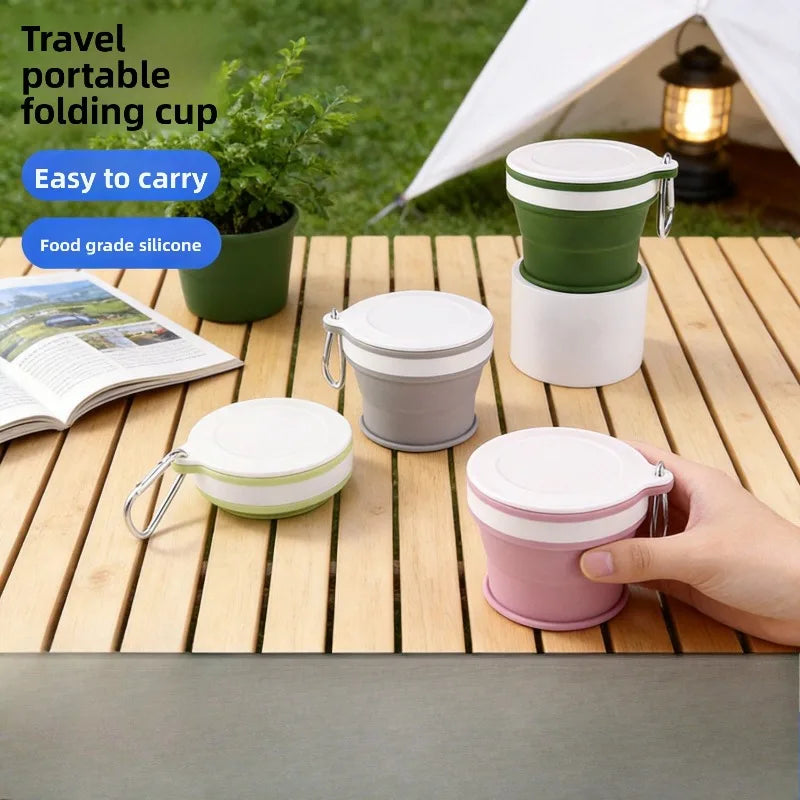 Foldable Silicone Travel Cup with Hook – Collapsible Mug Collapsible Travel Mug Babs