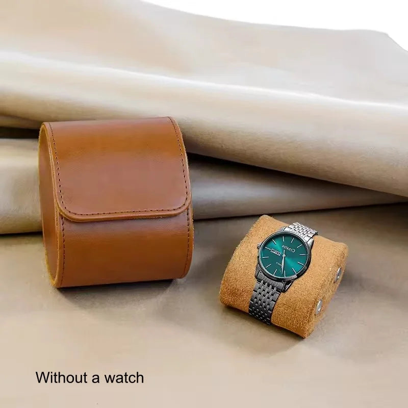 3-Slot Watch Roll Travel Case | PU Leather Watch Organizer Watch Travel Case Babs brown 1 slot