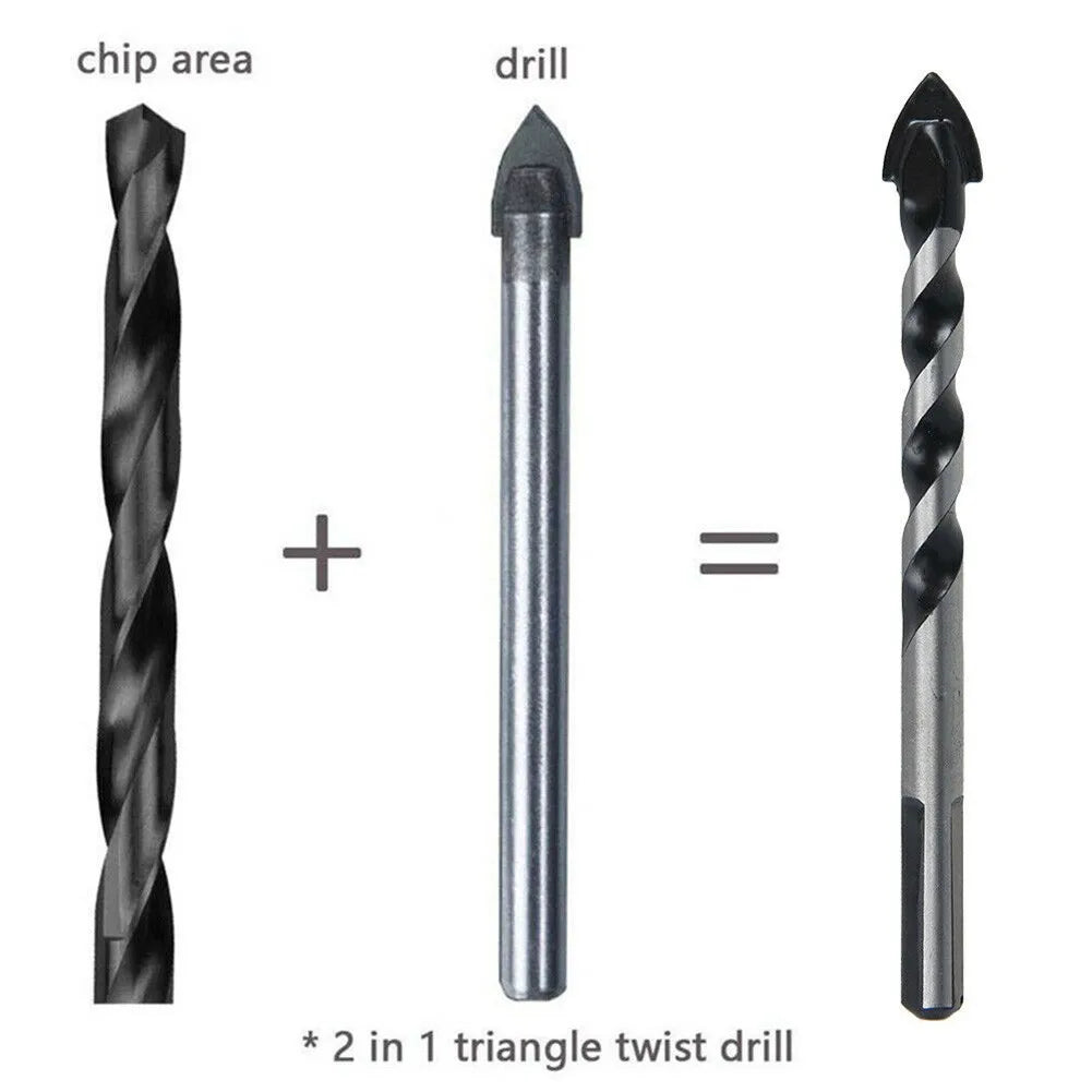 6mm Triangle Drill Bit Set for Tile, Glass & Stone – 5/10 Pcs Masonry Drill Bits Babs