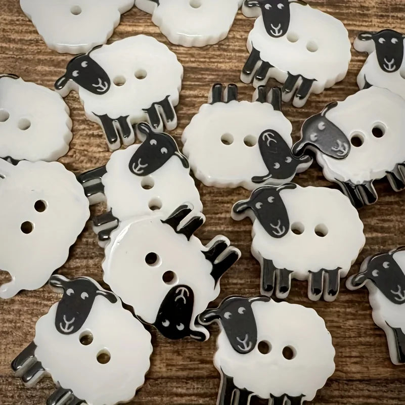 Sheep-Shaped Resin Buttons | 2-Hole DIY Fabric Buttons Novelty Craft Buttons Babs