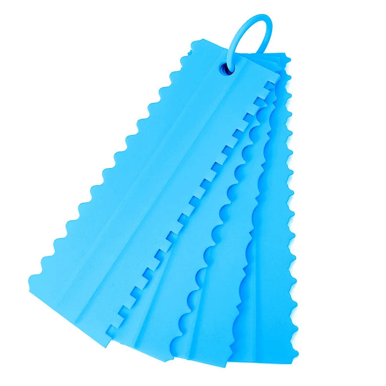 4-Piece Cake Icing Combs & Cream Smoother Spatula Baking Set Cake Decorating Tools Babs 4pcs blue