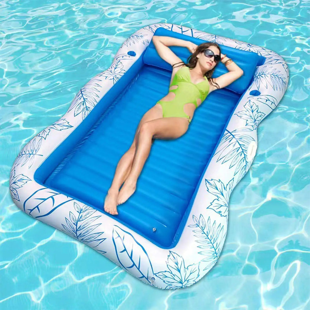 Inflatable Tropical Pool Float Raft with Headrest & Cup Holder Inflatable Pool Float Babs