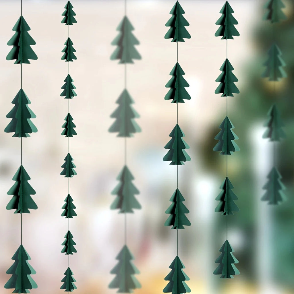 10 Christmas Tree Paper Garlands – Colorful Holiday Decor Holiday Paper Garland Babs green