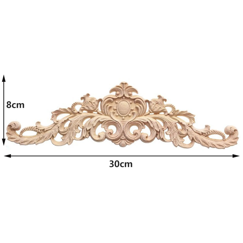 Retro Wood Applique Onlay Decal – Carved Furniture Door Decor Wood Applique Decal Babs B 30x8CM