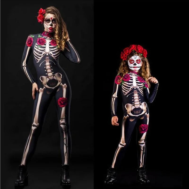 Rose Skeleton Halloween Costume – Adult & Kids Jumpsuit Halloween Costume Babs Skeleton (One Piece) Kids 150