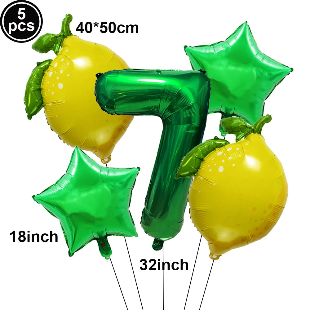 Lemon Foil Balloon Set with 32" Number Balloons – Party Decor
