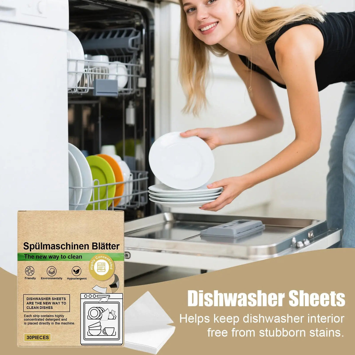 30-Pack Eco-Friendly Dishwasher Detergent Sheets – All Machines Dishwasher Detergent Sheets Babs