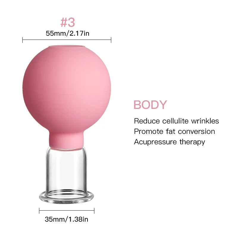 Vacuum Cupping Massage Cups – Face & Body Skin Lifting Tool Cupping Massage Tool Babs Pink-3.5cm