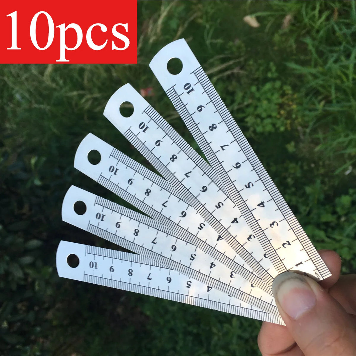 10pcs Stainless Steel 4-Inch Double-Sided Rulers – Drawing & Teaching Precision Metal Ruler Babs