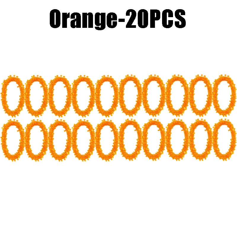 Flower Garland Glow Necklaces UV Blacklight Party Set 16pc Glow Party Necklace Babs Orange-20PCS 45CM
