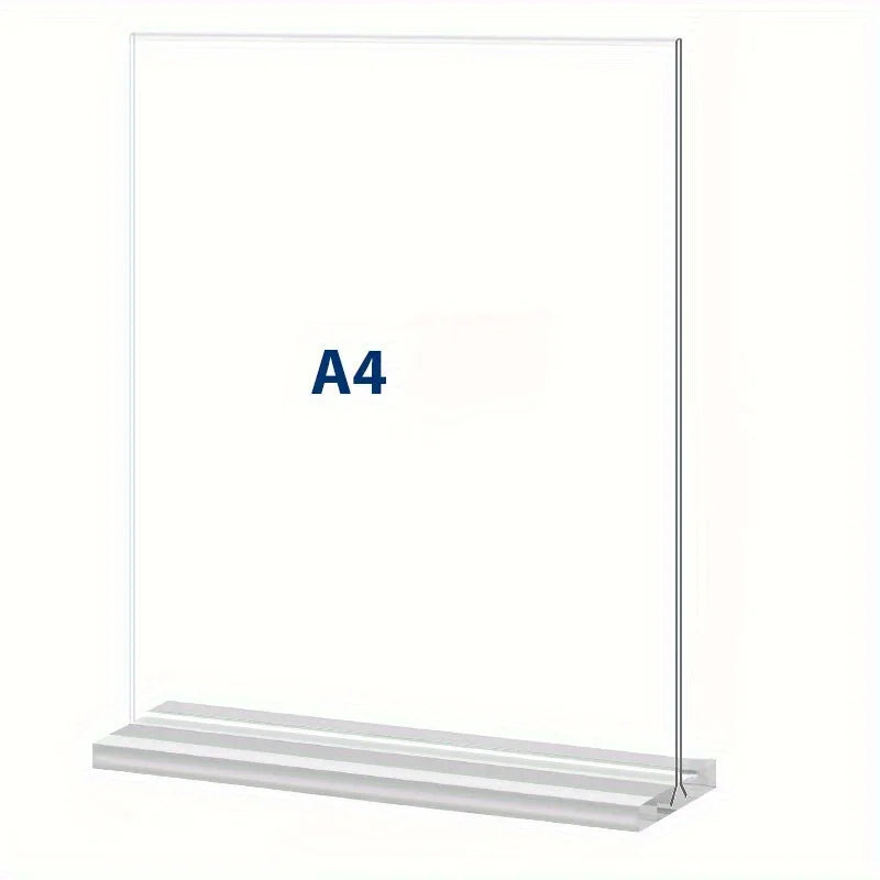 Acrylic Double-Sided T-Type Menu & Letter Board Display Stand Sign Holder Stand Babs A4
