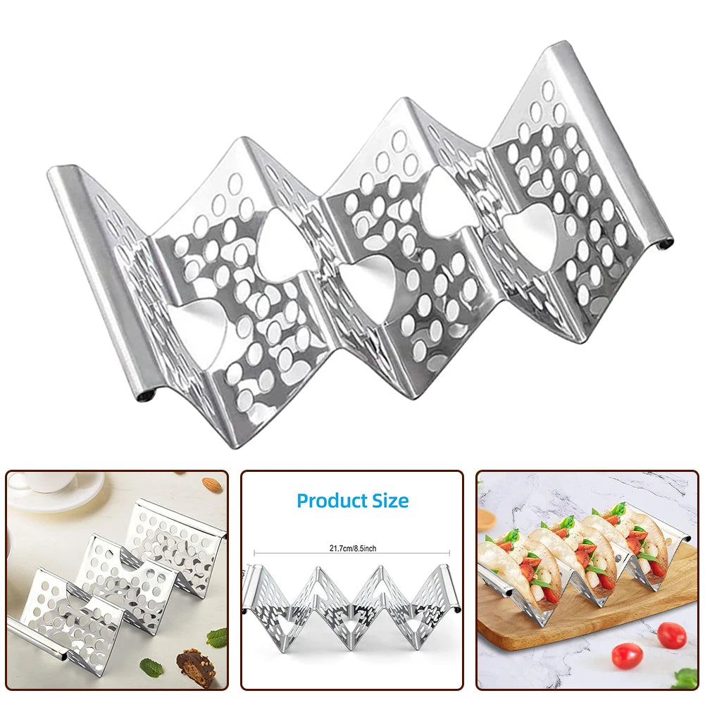 Stainless Steel Taco Holder Stand | Wave Tray Rack for 3 Tacos Taco Holder Stand Babs