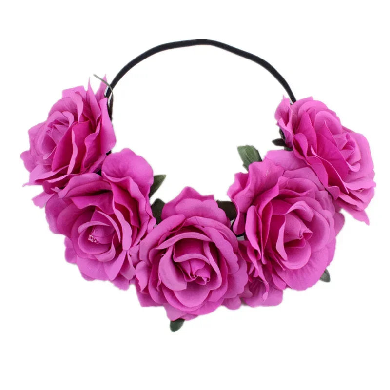 Rose Floral Wreath Crown Headband – Bridal & Party Hair Accessory Floral Hair Crown Babs 13