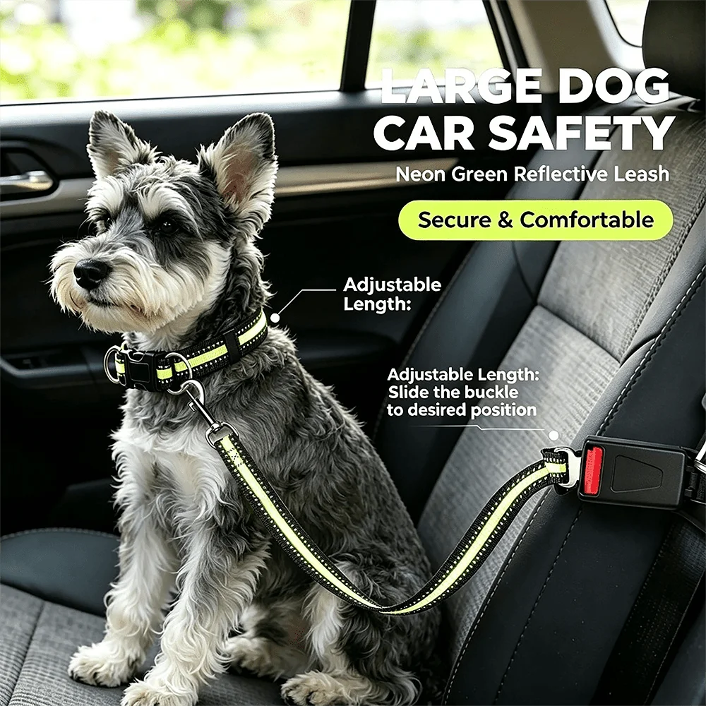2-in-1 Dog Car Seat Belt & Headrest Harness – Adjustable Nylon Dog Car Harness Babs