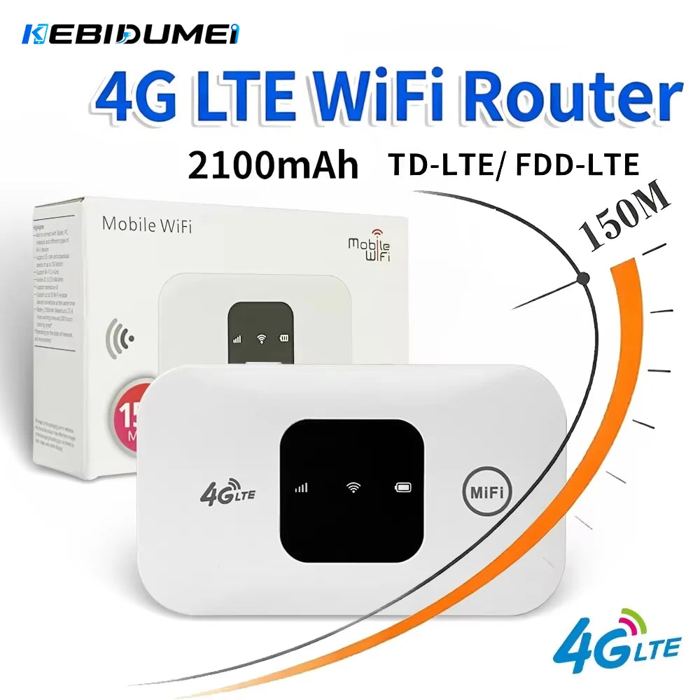 KEBIDU 4G LTE Portable WiFi Hotspot Router 150Mbps SIM Slot Portable WiFi Router Babs