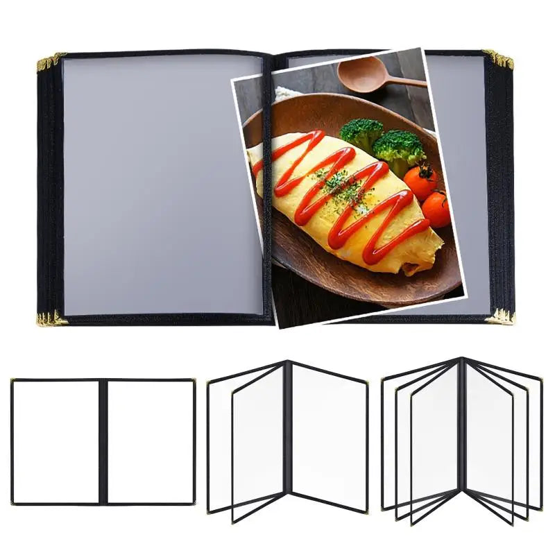 Foldable A4 PVC Transparent Menu Cover – Double Panel Holder Menu Cover Holder Babs