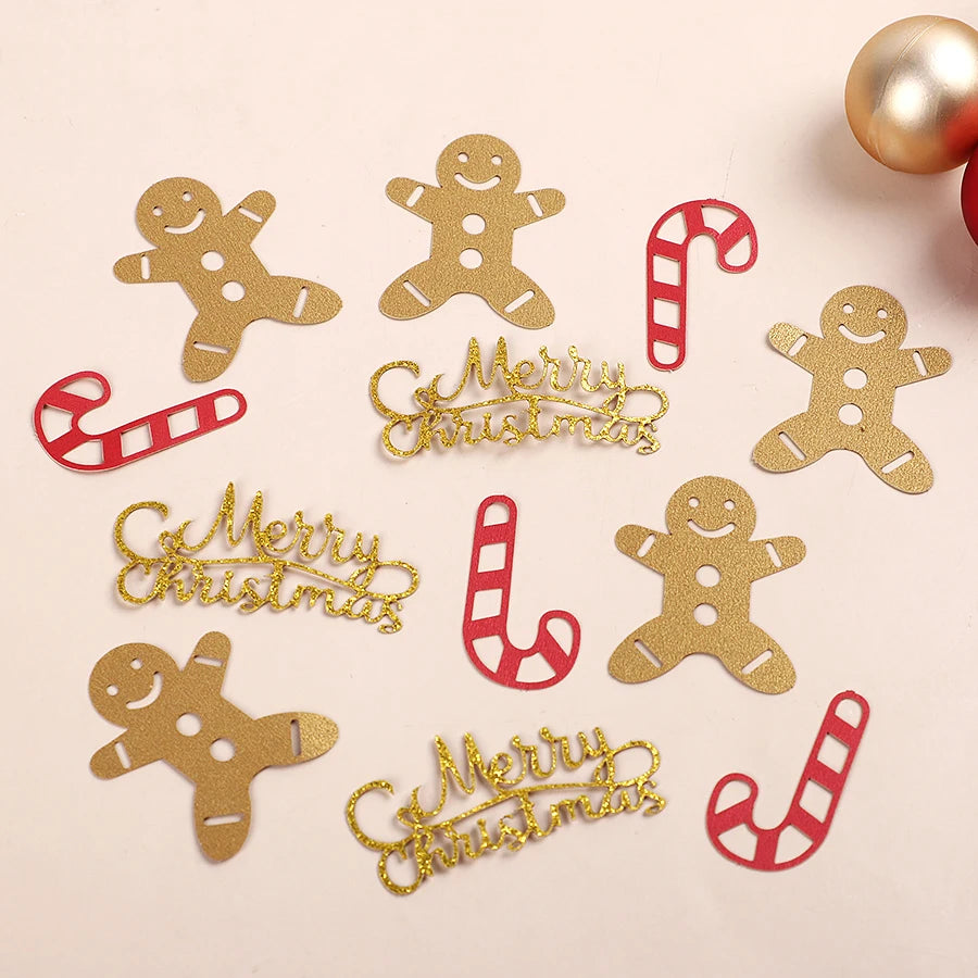 100pcs Glitter Christmas Gingerbread Confetti Table Scatter Christmas Party Confetti Babs