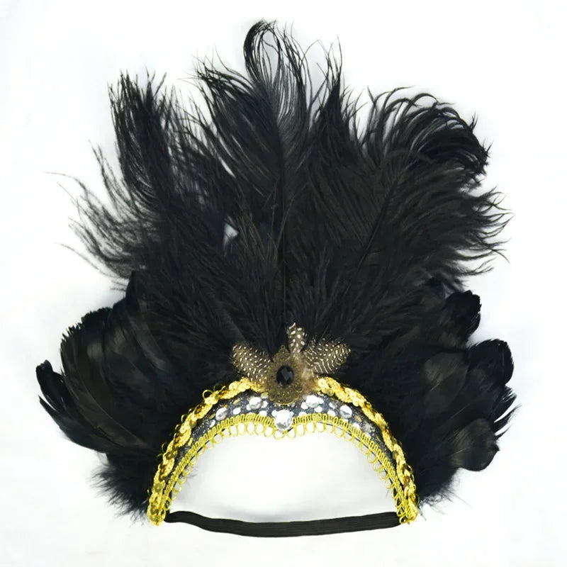 Feather Headband Crown – LED Neon Party, Halloween & Christmas Feather Party Headband Babs black
