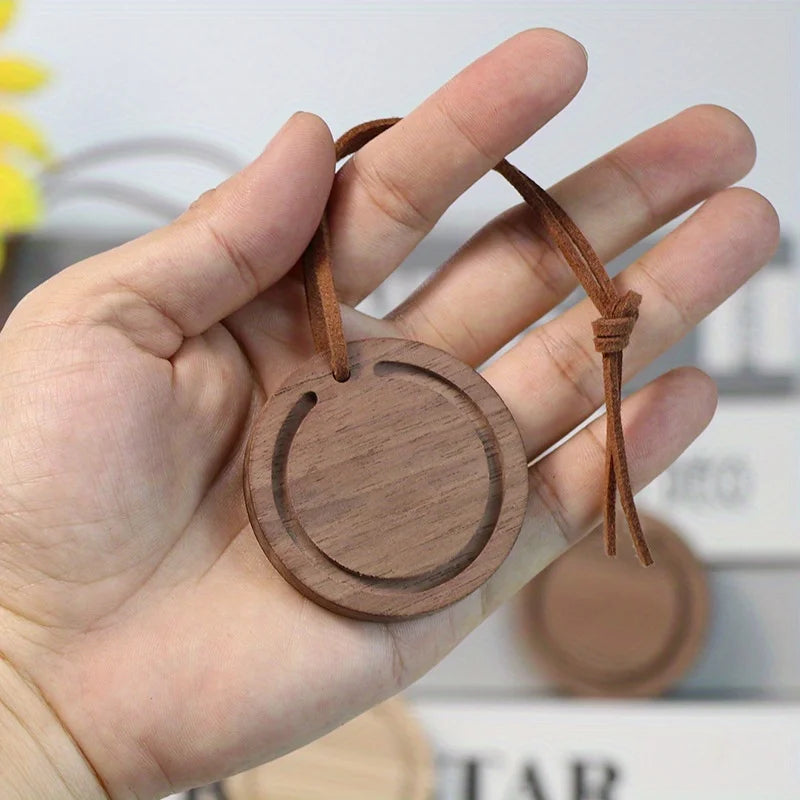 Round Wood Car Diffuser – White Wax Wood & Black Walnut Handmade Wood Car Diffuser Babs Spade wood