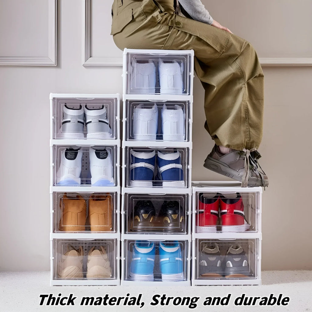 6-Layer Foldable Transparent Shoe Storage Box | Stackable Rack Shoe Storage Organizer Babs