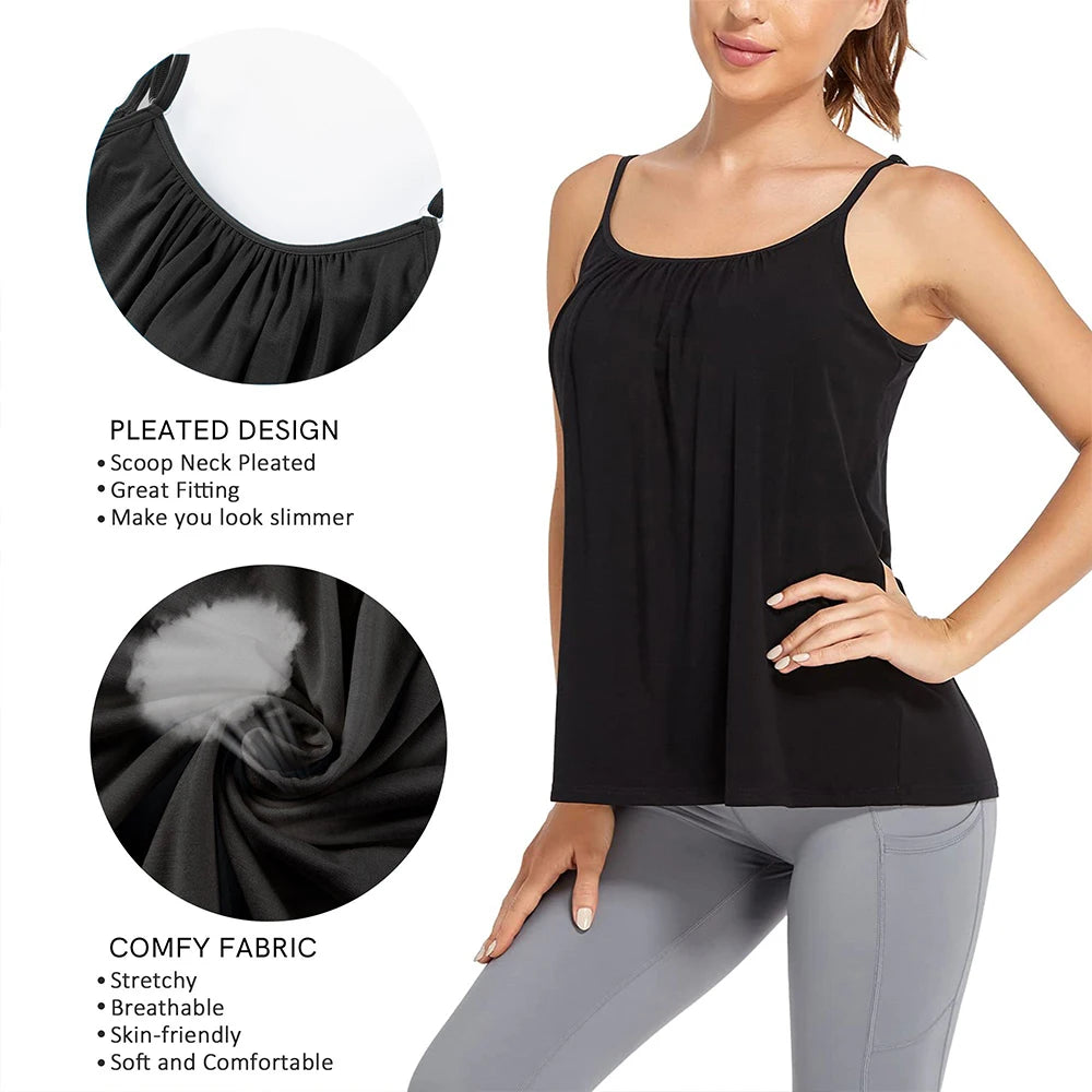 Plus Size Padded Camisole with Built-In Bra – S to 6XL Padded Camisole Top Babs
