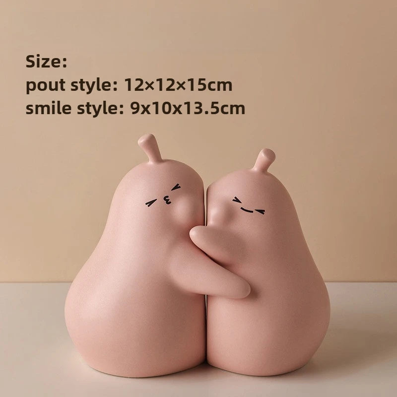 Ceramic Hug Pear Bookends – Cute Home Decor Ornament Gift Decorative Bookends Babs A
