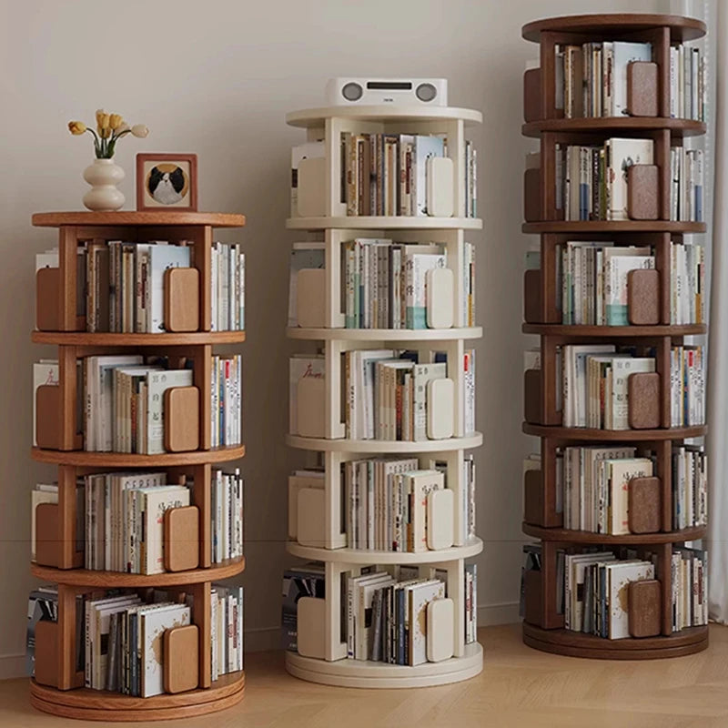 Rotating 6-Tier Wood Corner Bookshelf – Modern Bookcase Rotating Bookcase Babs