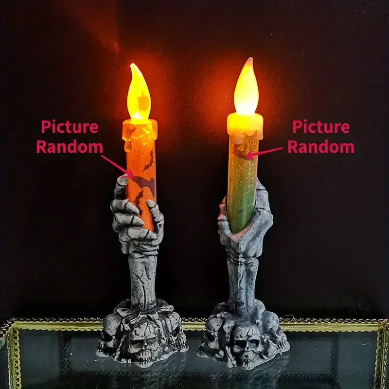 Halloween LED Skeleton Ghost Hand Candles | Haunted Decor Halloween LED Candle Babs