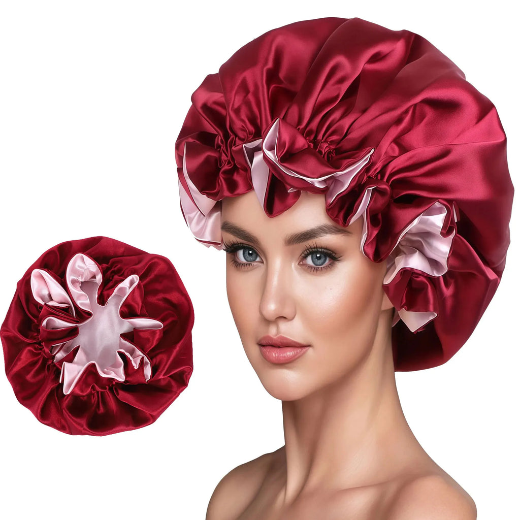 Two-Tone Satin Sleep Bonnet – Double Layer Reversible Hair Cap Satin Sleep Bonnet Babs DRP