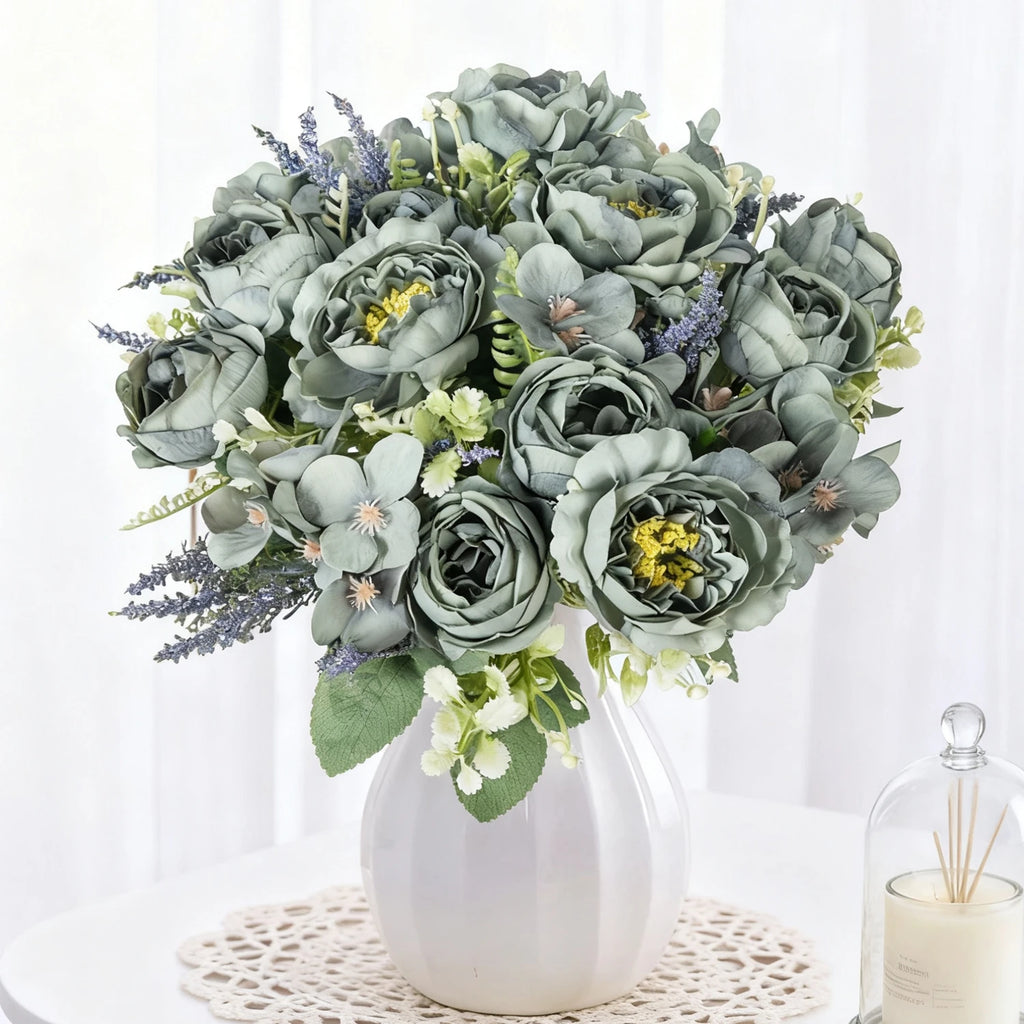 Artificial Silk Peony Hydrangea Bouquet | Wedding & Home Decor Artificial Flower Bouquet Babs