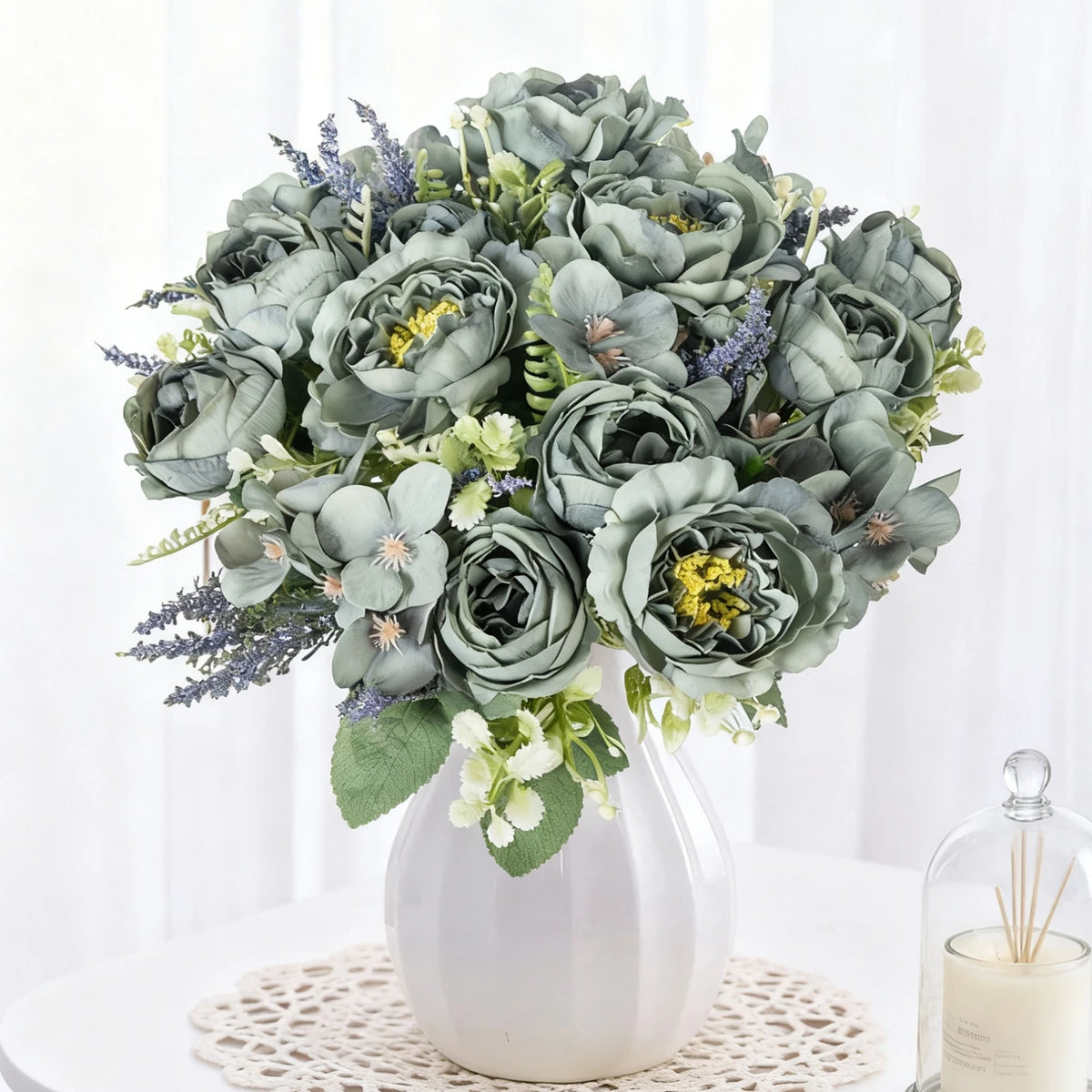 Artificial Silk Peony Hydrangea Bouquet | Wedding & Home Decor Artificial Flower Bouquet Babs