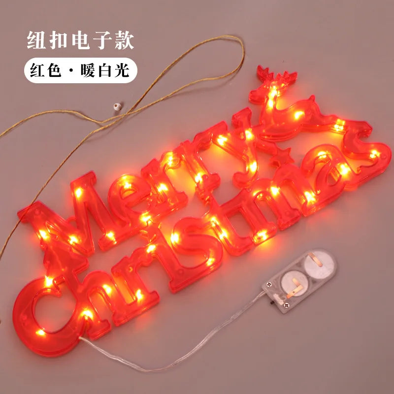 LED Merry Christmas Sign Light-Up Holiday Window Wall Decor Christmas LED Sign Babs Red 1PC