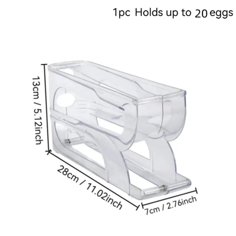 Automatic Rolling Egg Dispenser Tray – 20 or 30 Egg Organizer Egg Storage Organizer Babs 3 Tiers-Transparent