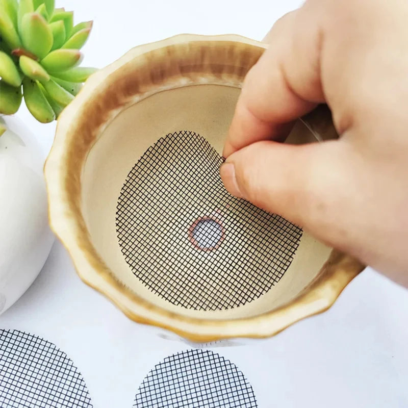 Round Pot Drainage Mesh Screens – 50 Pcs, Prevent Soil Loss Pot Drainage Screen Babs