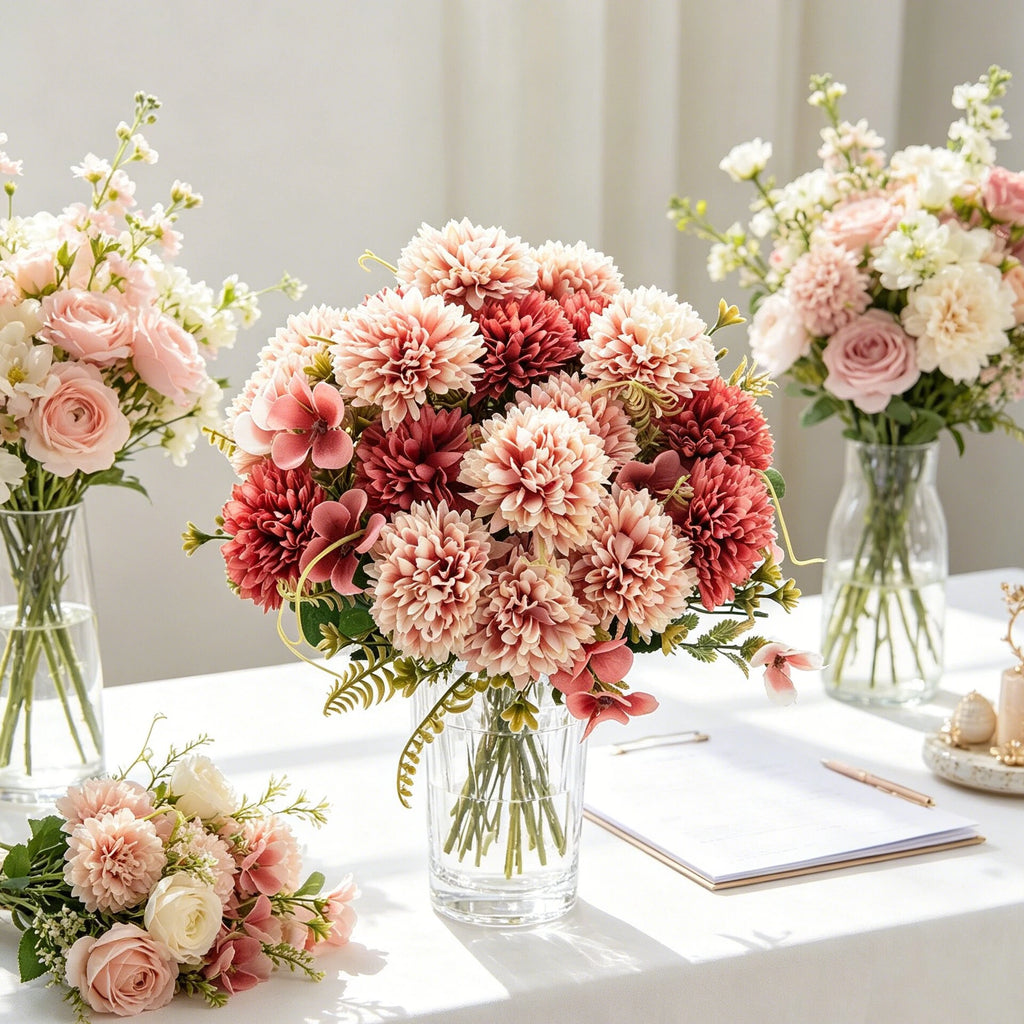Silk Ball Chrysanthemum Artificial Flowers – Wedding & Home Décor Artificial Silk Flowers Babs