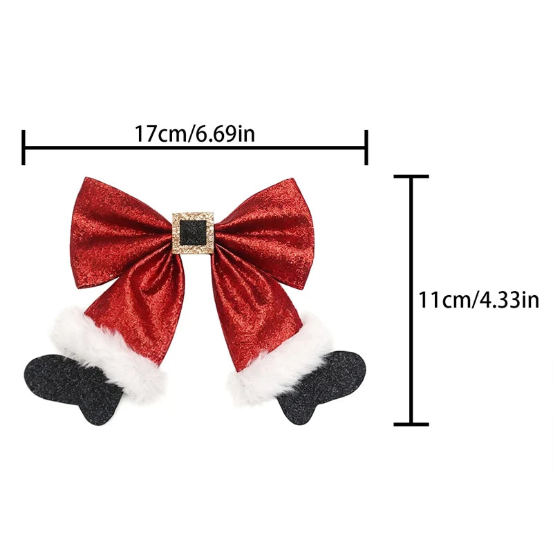 Glittery Christmas Hair Clips Red Bow Santa Hat Duckbill Clips Christmas Hair Clips Babs