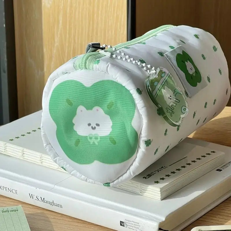 Large Four-Leaf Clover Kitten Pencil & Cosmetic Organizer Case Pencil Case Organizer Babs