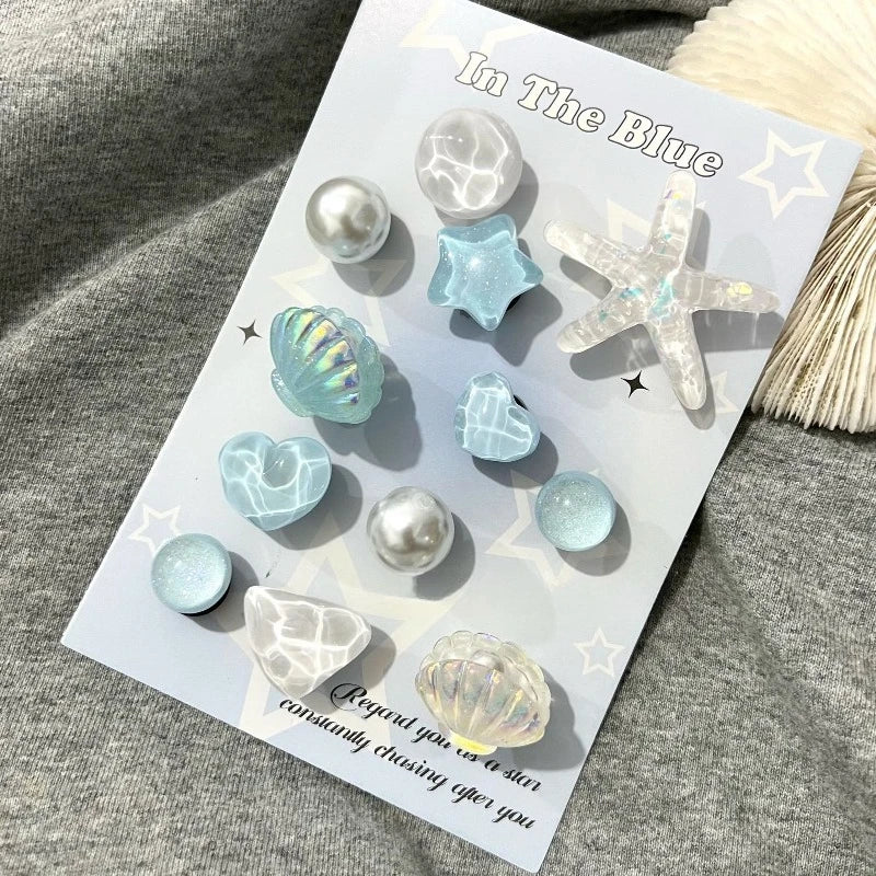 Ocean Blue Starfish Shell Shoe Charms for Crocs – DIY Set Shoe Charms Babs