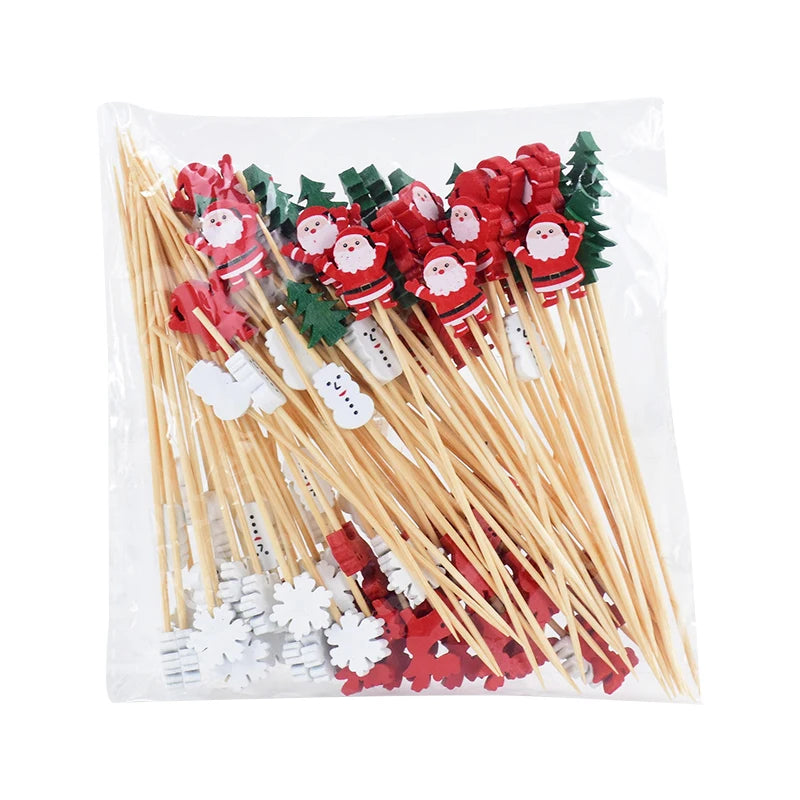 Christmas Cocktail Picks & Cupcake Toppers – 50/100 Pcs Disposable Party Picks Babs Mix1 100pcs