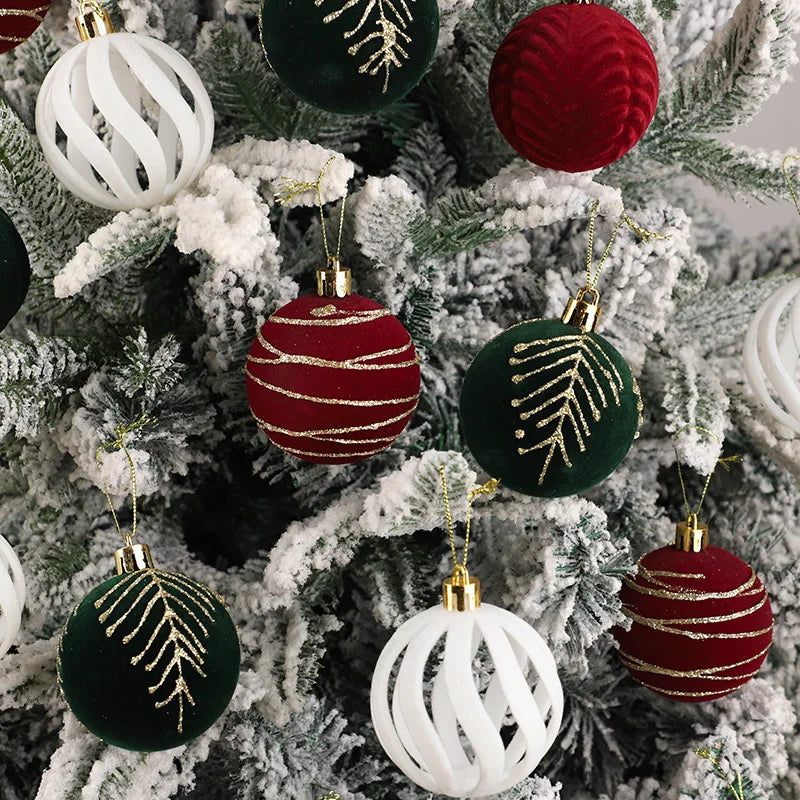 30pcs Christmas Velvet Ball Ornaments 6cm Xmas Tree Pendants Christmas Tree Ornaments Babs