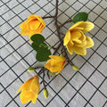 Silk Magnolia Artificial Bouquet – Wedding & Home Decor Artificial Flower Bouquet Babs YELLOW 3pcs