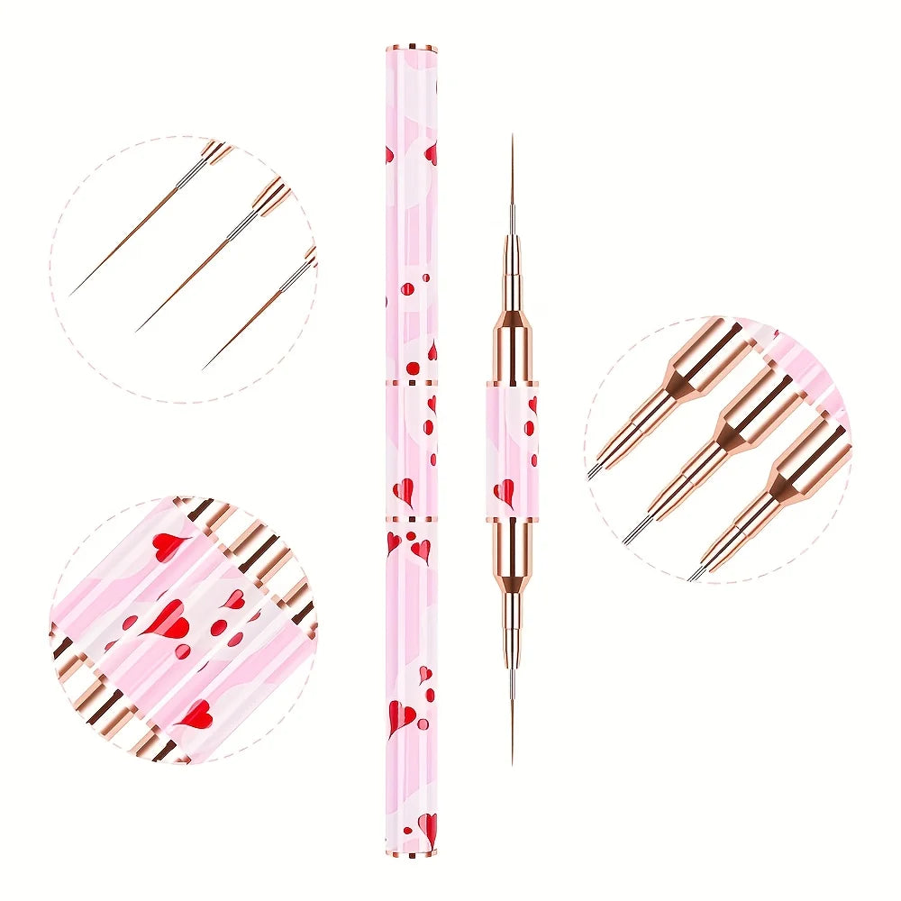 5PCS Double-Ended Nail Art Brush Set – Gel & Line Design Pens Nail Art Brush Set Babs