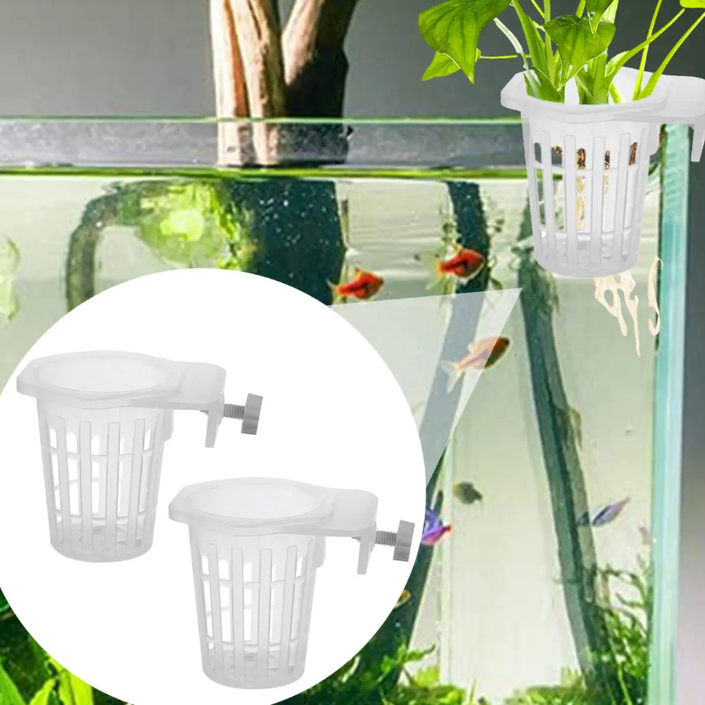2pcs Aquarium Plant Holder Cups – Hydroponic Hanging Baskets Aquarium Plant Holder Babs
