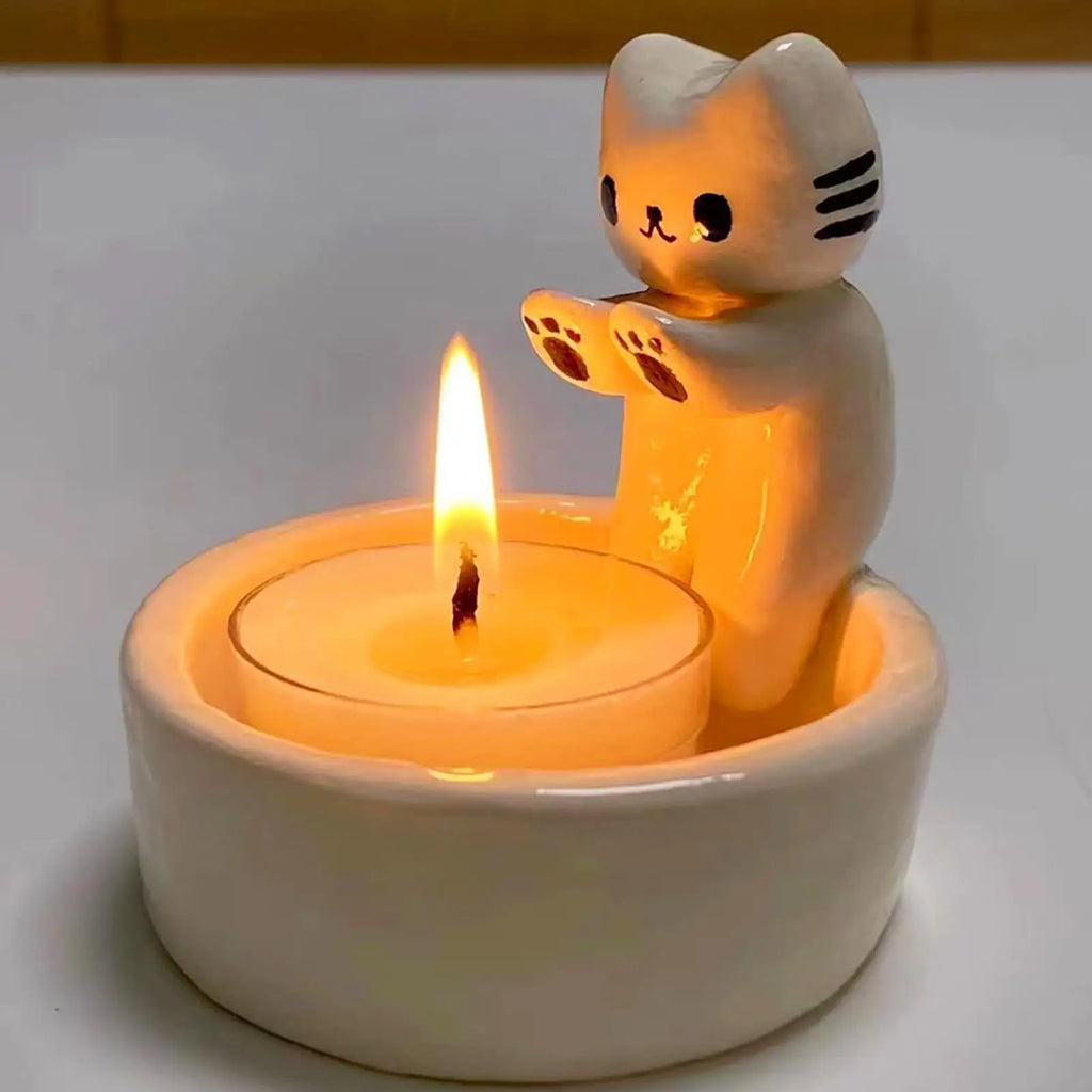 Cute Cat Candle Holder – Resin Kitten Candlestick & Gift Decor Candle Holder Babs