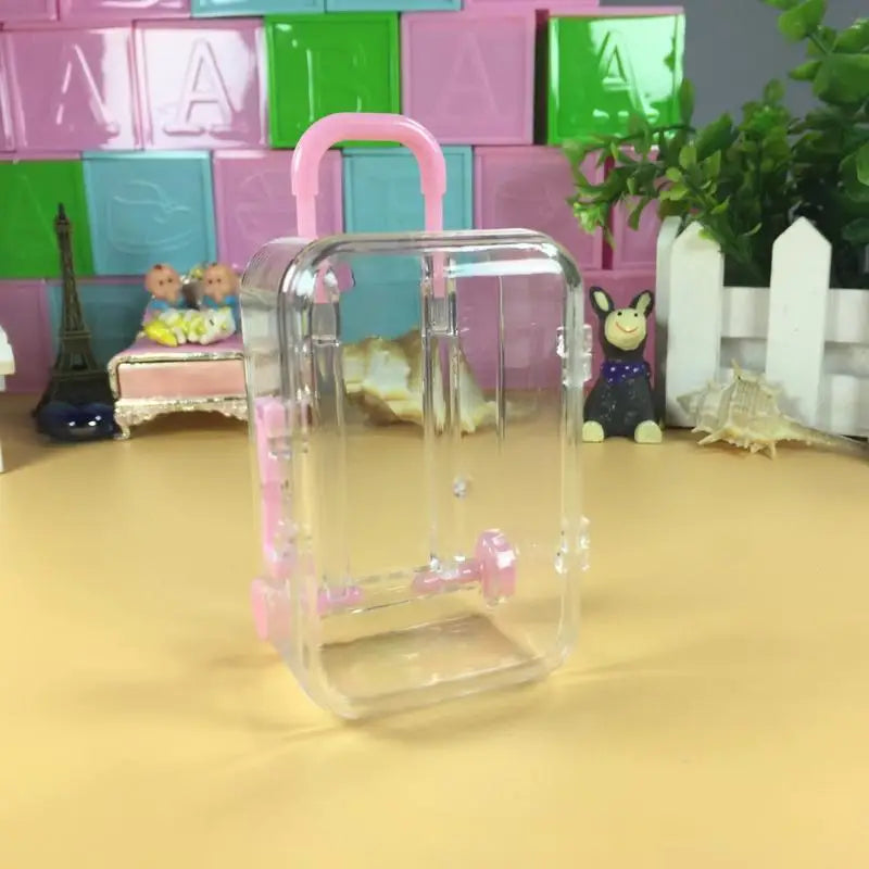 10-Piece Mini Luggage Jewelry Box Set – Clear Transparent Design Jewelry Storage Box Babs Pink-10pcs Other