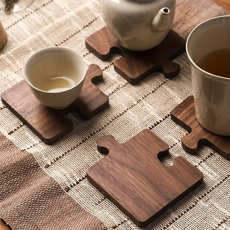 Puzzle Shaped Bamboo Coaster – Tabletop Protector & Decor Bamboo Drink Coaster Babs