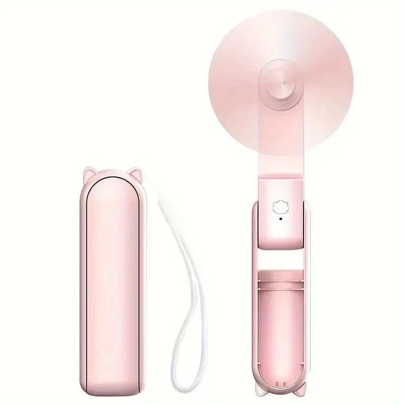 USB Rechargeable Foldable Mini Hand Fan – 3 Speed Portable Portable Hand Fan Babs Pink