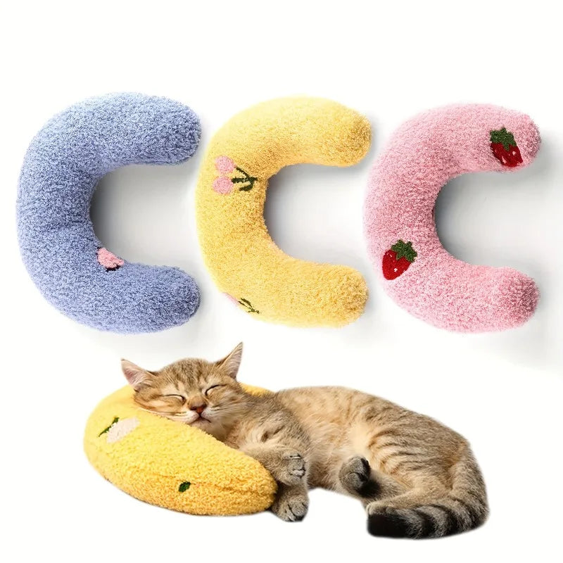 Cat Moon Shaped Plush Pet Pillow – Soft Sleeping Mat for Cats Pet Sleeping Pillow Babs